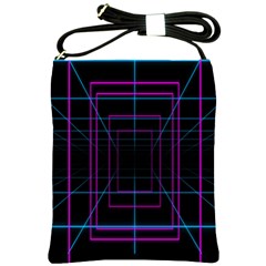 Retro Neon Grid Squares And Circle Pop Loop Motion Background Plaid Purple Shoulder Sling Bags