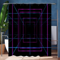 Retro Neon Grid Squares And Circle Pop Loop Motion Background Plaid Purple Shower Curtain 60  X 72  (medium) 