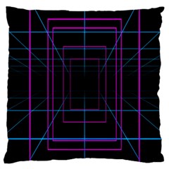 Retro Neon Grid Squares And Circle Pop Loop Motion Background Plaid Purple Large Cushion Case (one Side) by Mariart