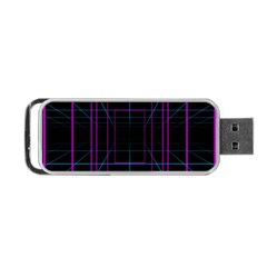 Retro Neon Grid Squares And Circle Pop Loop Motion Background Plaid Purple Portable Usb Flash (one Side) by Mariart