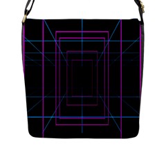 Retro Neon Grid Squares And Circle Pop Loop Motion Background Plaid Purple Flap Messenger Bag (l)  by Mariart