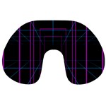 Retro Neon Grid Squares And Circle Pop Loop Motion Background Plaid Purple Travel Neck Pillows Front