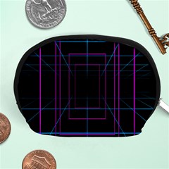 Retro Neon Grid Squares And Circle Pop Loop Motion Background Plaid Purple Accessory Pouches (medium) 