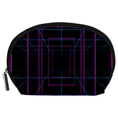 Retro Neon Grid Squares And Circle Pop Loop Motion Background Plaid Purple Accessory Pouches (large) 