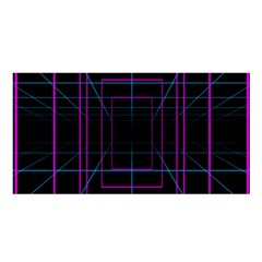 Retro Neon Grid Squares And Circle Pop Loop Motion Background Plaid Purple Satin Shawl