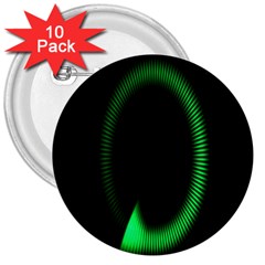 Rotating Ring Loading Circle Various Colors Loop Motion Green 3  Buttons (10 Pack) 