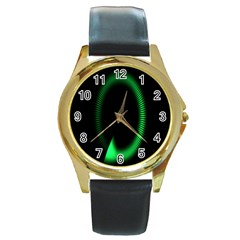 Rotating Ring Loading Circle Various Colors Loop Motion Green Round Gold Metal Watch