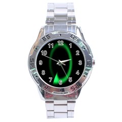 Rotating Ring Loading Circle Various Colors Loop Motion Green Stainless Steel Analogue Watch by Mariart