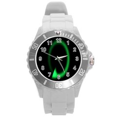 Rotating Ring Loading Circle Various Colors Loop Motion Green Round Plastic Sport Watch (l)