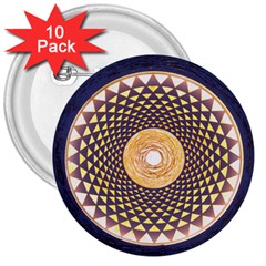 Sahasrara Blue 3  Buttons (10 Pack) 