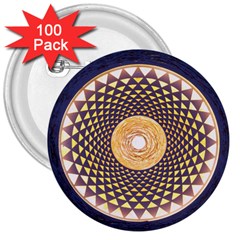 Sahasrara Blue 3  Buttons (100 Pack) 