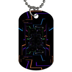 Seamless 3d Animation Digital Futuristic Tunnel Path Color Changing Geometric Electrical Line Zoomin Dog Tag (two Sides) by Mariart