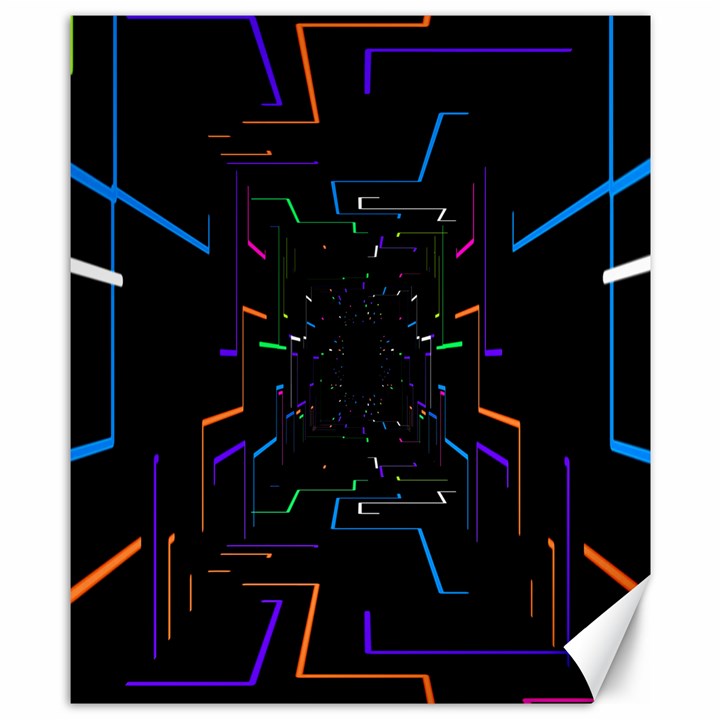 Seamless 3d Animation Digital Futuristic Tunnel Path Color Changing Geometric Electrical Line Zoomin Canvas 8  x 10 