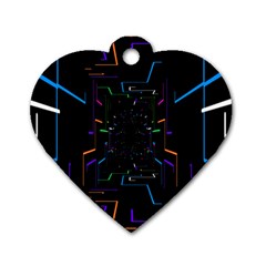 Seamless 3d Animation Digital Futuristic Tunnel Path Color Changing Geometric Electrical Line Zoomin Dog Tag Heart (two Sides)