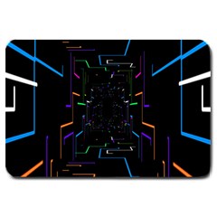 Seamless 3d Animation Digital Futuristic Tunnel Path Color Changing Geometric Electrical Line Zoomin Large Doormat  by Mariart