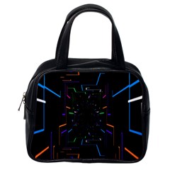 Seamless 3d Animation Digital Futuristic Tunnel Path Color Changing Geometric Electrical Line Zoomin Classic Handbags (one Side) by Mariart