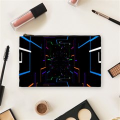 Seamless 3d Animation Digital Futuristic Tunnel Path Color Changing Geometric Electrical Line Zoomin Cosmetic Bag (medium)  by Mariart