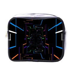 Seamless 3d Animation Digital Futuristic Tunnel Path Color Changing Geometric Electrical Line Zoomin Mini Toiletries Bags by Mariart