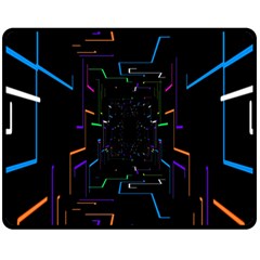 Seamless 3d Animation Digital Futuristic Tunnel Path Color Changing Geometric Electrical Line Zoomin Fleece Blanket (medium)  by Mariart