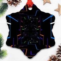 Seamless 3d Animation Digital Futuristic Tunnel Path Color Changing Geometric Electrical Line Zoomin Ornament (snowflake) by Mariart