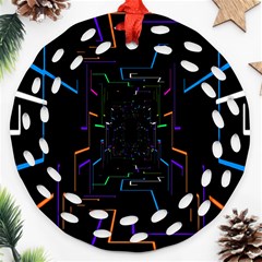 Seamless 3d Animation Digital Futuristic Tunnel Path Color Changing Geometric Electrical Line Zoomin Round Filigree Ornament (two Sides) by Mariart