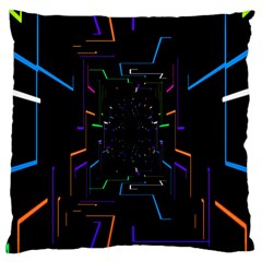 Seamless 3d Animation Digital Futuristic Tunnel Path Color Changing Geometric Electrical Line Zoomin Large Cushion Case (one Side) by Mariart