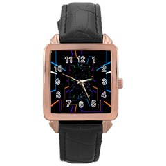 Seamless 3d Animation Digital Futuristic Tunnel Path Color Changing Geometric Electrical Line Zoomin Rose Gold Leather Watch  by Mariart