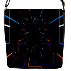 Seamless 3d Animation Digital Futuristic Tunnel Path Color Changing Geometric Electrical Line Zoomin Flap Messenger Bag (s) by Mariart