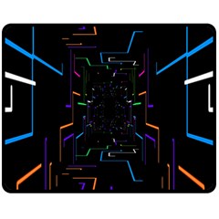 Seamless 3d Animation Digital Futuristic Tunnel Path Color Changing Geometric Electrical Line Zoomin Double Sided Fleece Blanket (medium)  by Mariart