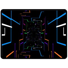 Seamless 3d Animation Digital Futuristic Tunnel Path Color Changing Geometric Electrical Line Zoomin Double Sided Fleece Blanket (large)  by Mariart