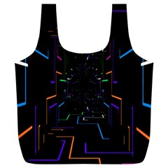 Seamless 3d Animation Digital Futuristic Tunnel Path Color Changing Geometric Electrical Line Zoomin Full Print Recycle Bags (l) 