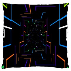 Seamless 3d Animation Digital Futuristic Tunnel Path Color Changing Geometric Electrical Line Zoomin Large Flano Cushion Case (one Side) by Mariart