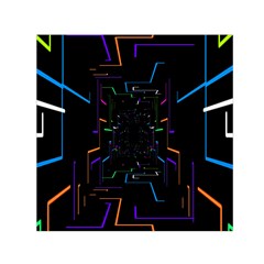 Seamless 3d Animation Digital Futuristic Tunnel Path Color Changing Geometric Electrical Line Zoomin Small Satin Scarf (square) by Mariart