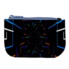 Seamless 3d Animation Digital Futuristic Tunnel Path Color Changing Geometric Electrical Line Zoomin Large Coin Purse by Mariart