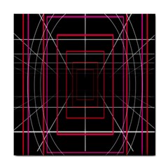 Retro Neon Grid Squares And Circle Pop Loop Motion Background Plaid Tile Coasters by Mariart