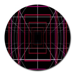 Retro Neon Grid Squares And Circle Pop Loop Motion Background Plaid Round Mousepads by Mariart