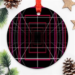 Retro Neon Grid Squares And Circle Pop Loop Motion Background Plaid Ornament (round) by Mariart