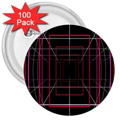 Retro Neon Grid Squares And Circle Pop Loop Motion Background Plaid 3  Buttons (100 Pack)  by Mariart