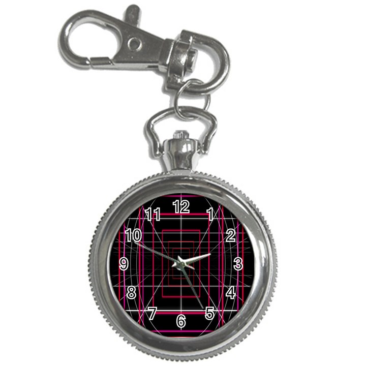 Retro Neon Grid Squares And Circle Pop Loop Motion Background Plaid Key Chain Watches