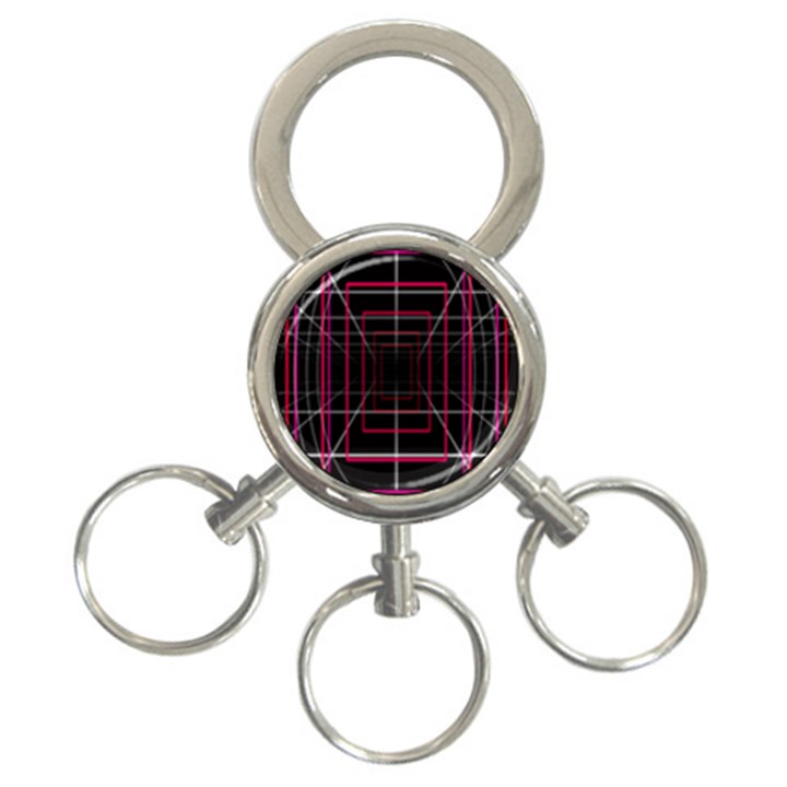 Retro Neon Grid Squares And Circle Pop Loop Motion Background Plaid 3-Ring Key Chains