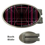 Retro Neon Grid Squares And Circle Pop Loop Motion Background Plaid Money Clips (Oval)  Front