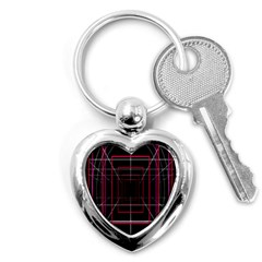 Retro Neon Grid Squares And Circle Pop Loop Motion Background Plaid Key Chains (heart)  by Mariart