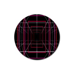 Retro Neon Grid Squares And Circle Pop Loop Motion Background Plaid Rubber Round Coaster (4 Pack) 