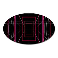 Retro Neon Grid Squares And Circle Pop Loop Motion Background Plaid Oval Magnet by Mariart