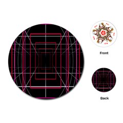 Retro Neon Grid Squares And Circle Pop Loop Motion Background Plaid Playing Cards (round)  by Mariart