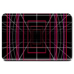 Retro Neon Grid Squares And Circle Pop Loop Motion Background Plaid Large Doormat  by Mariart