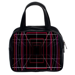 Retro Neon Grid Squares And Circle Pop Loop Motion Background Plaid Classic Handbags (2 Sides) by Mariart