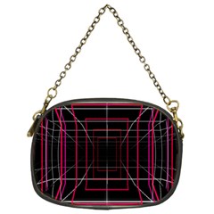 Retro Neon Grid Squares And Circle Pop Loop Motion Background Plaid Chain Purses (one Side) 