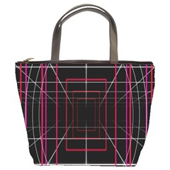 Retro Neon Grid Squares And Circle Pop Loop Motion Background Plaid Bucket Bags by Mariart