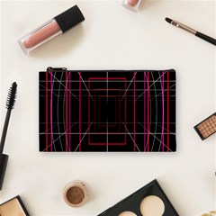 Retro Neon Grid Squares And Circle Pop Loop Motion Background Plaid Cosmetic Bag (small)  by Mariart